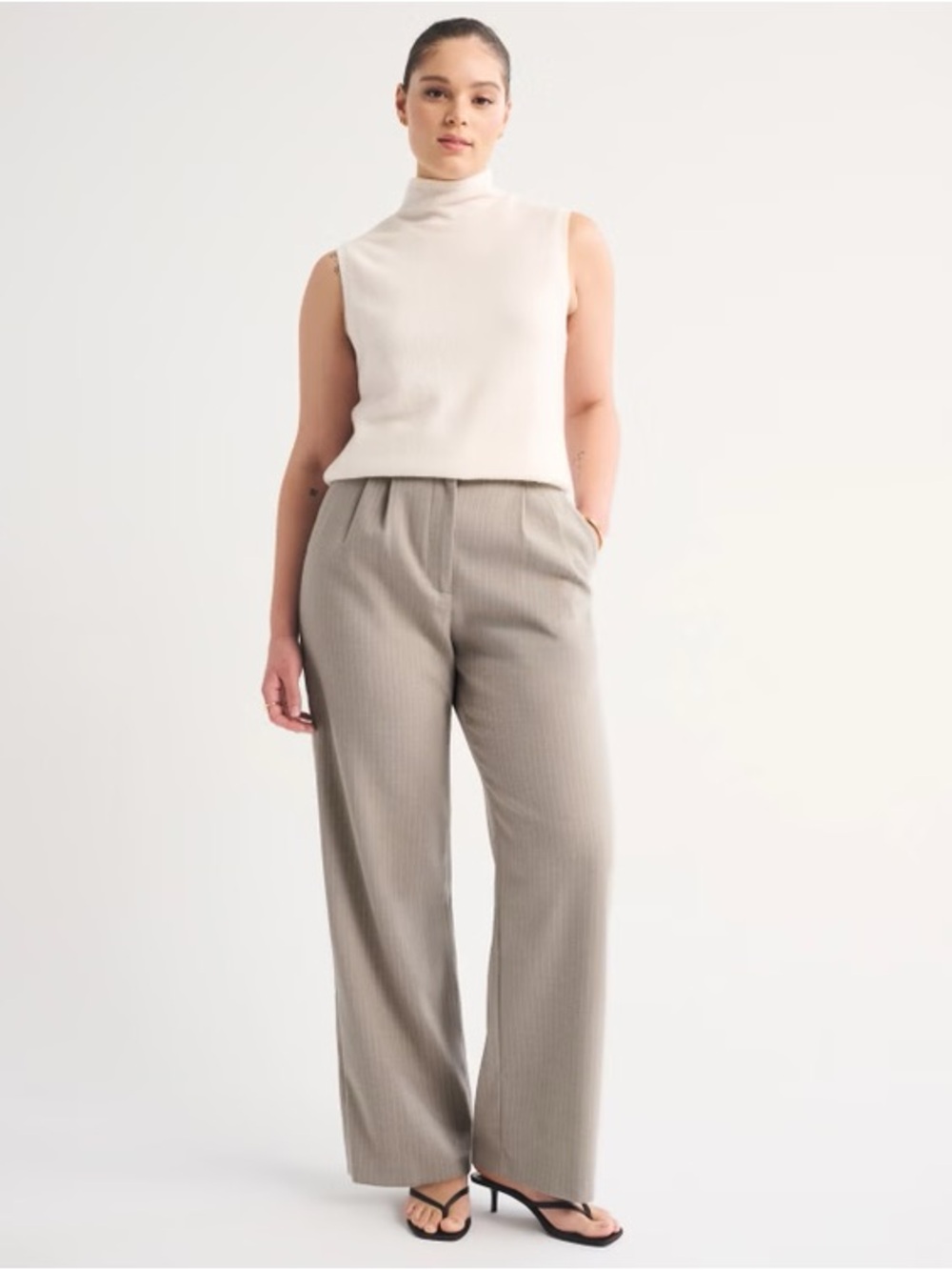Abercrombie & Fitch Sloane Tailored Wide-Leg High-Rise Pants